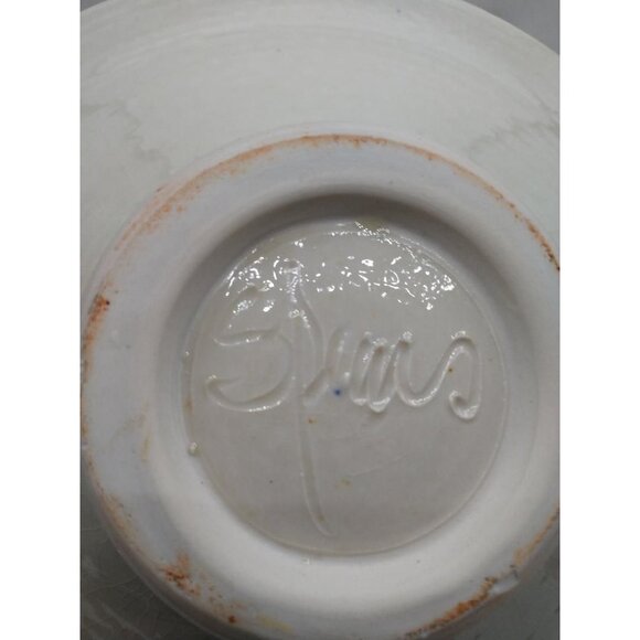 Handcrafted Ceramic Bowl With Intricate Yellow/White Pattern And Deep Red Center - Picture 6 of 9